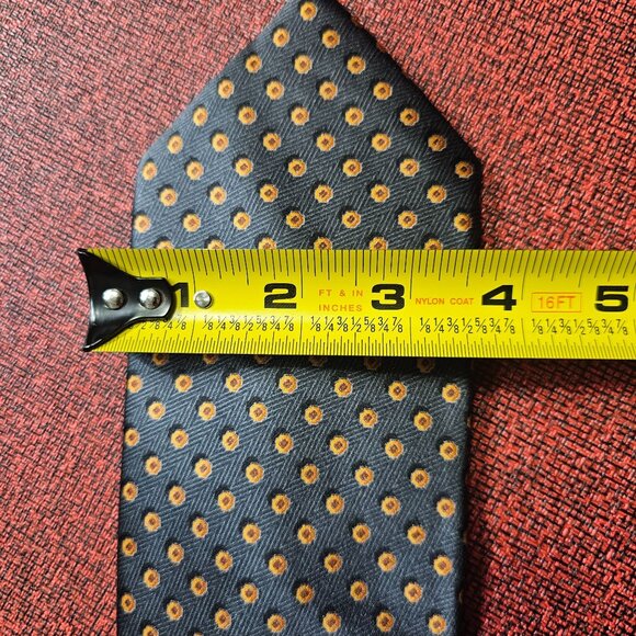 Ermenegildo Zegna Gray & Gold Polka Dot 100% Silk Tie Made In Italy Designer - Picture 7 of 7